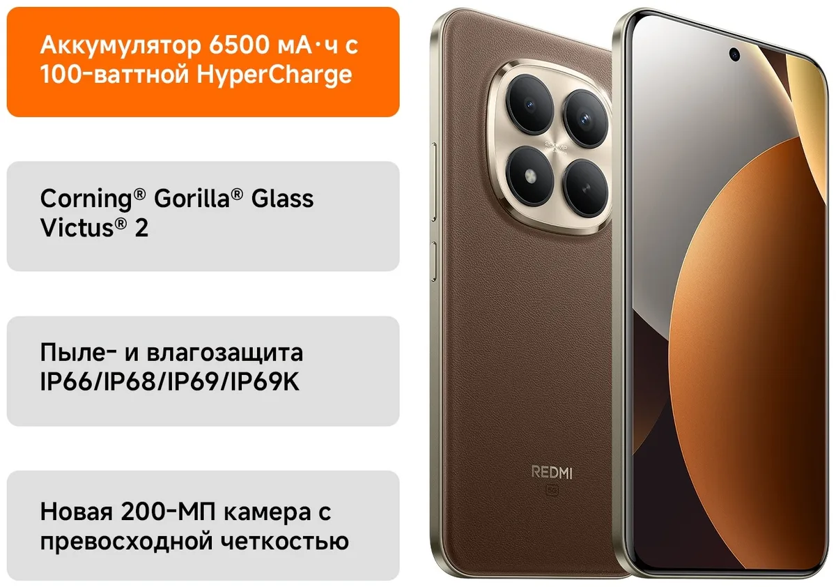 Смартфон Redmi Note 15 Pro+ 5G 12/512GB Mocha Brown