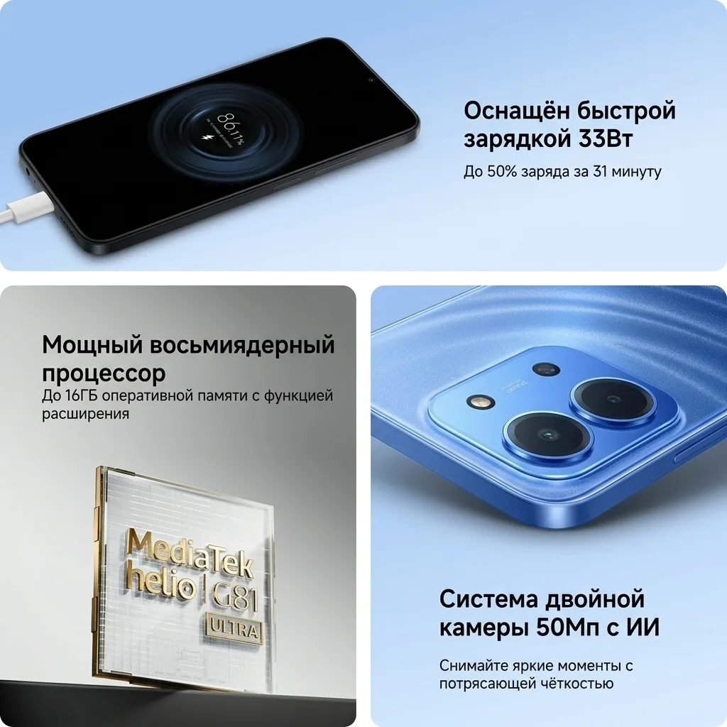 Смартфон Redmi 15C 4/128GB Moonlight Blue