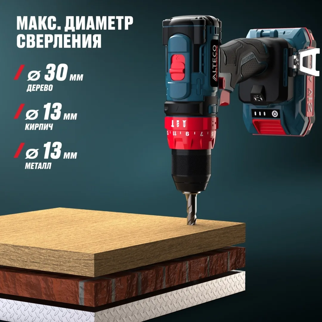 Дрель-шуруповёрт бесщеточная ударная ALTECO CID 21-45 BL