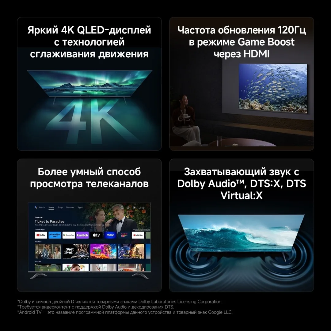 Телевизор Xiaomi A Pro 65 2026 L65MB-APRU 165 см Черный