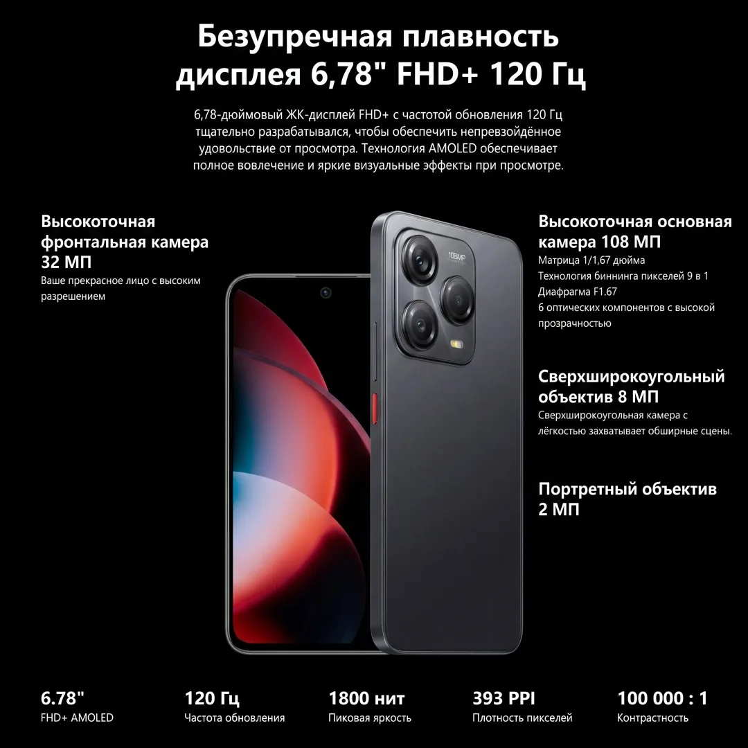 Смартфон Meizu Note 22 8 ГБ/256 ГБ Graphite Mist