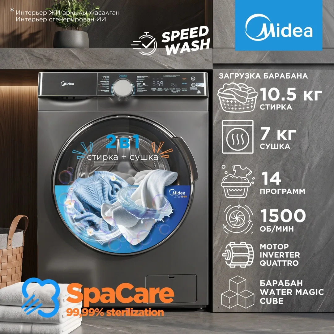 Стиральная машина Midea MFK03D105B/S-C Серый