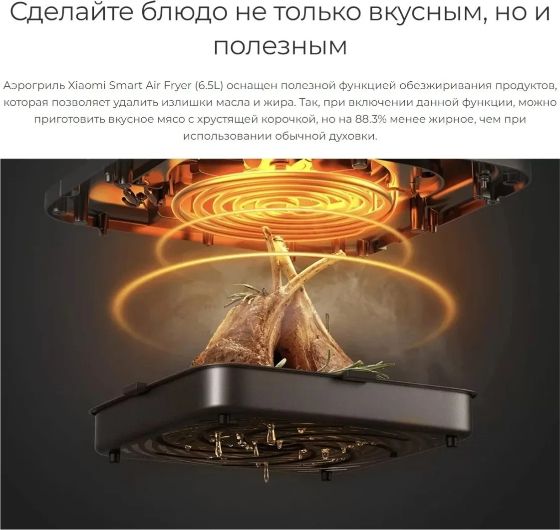 Аэрогриль Xiaomi Smart Air Fryer 6.5L Черный