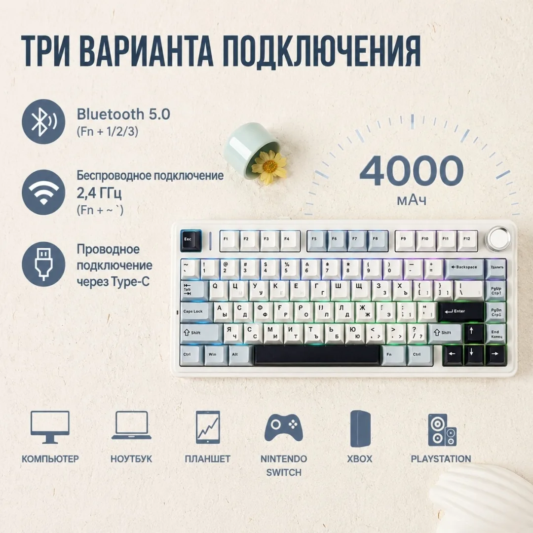 Клавиатура AULA F75 Blank Серый (9791)