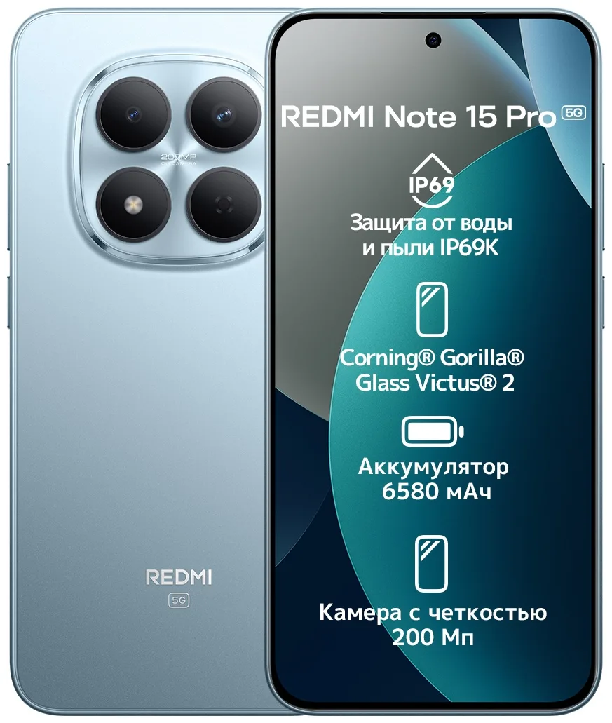 Смартфон Redmi Note 15 Pro 5G 8/512GB Glacier Blue
