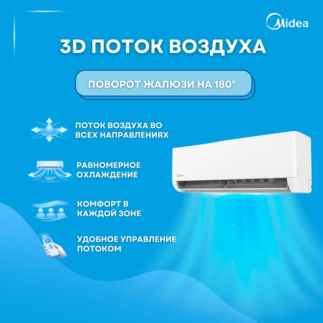 Кондиционер сплит-система Midea On/Off MSAA-09HRN8 (в комплекте с медными трубами) Белый