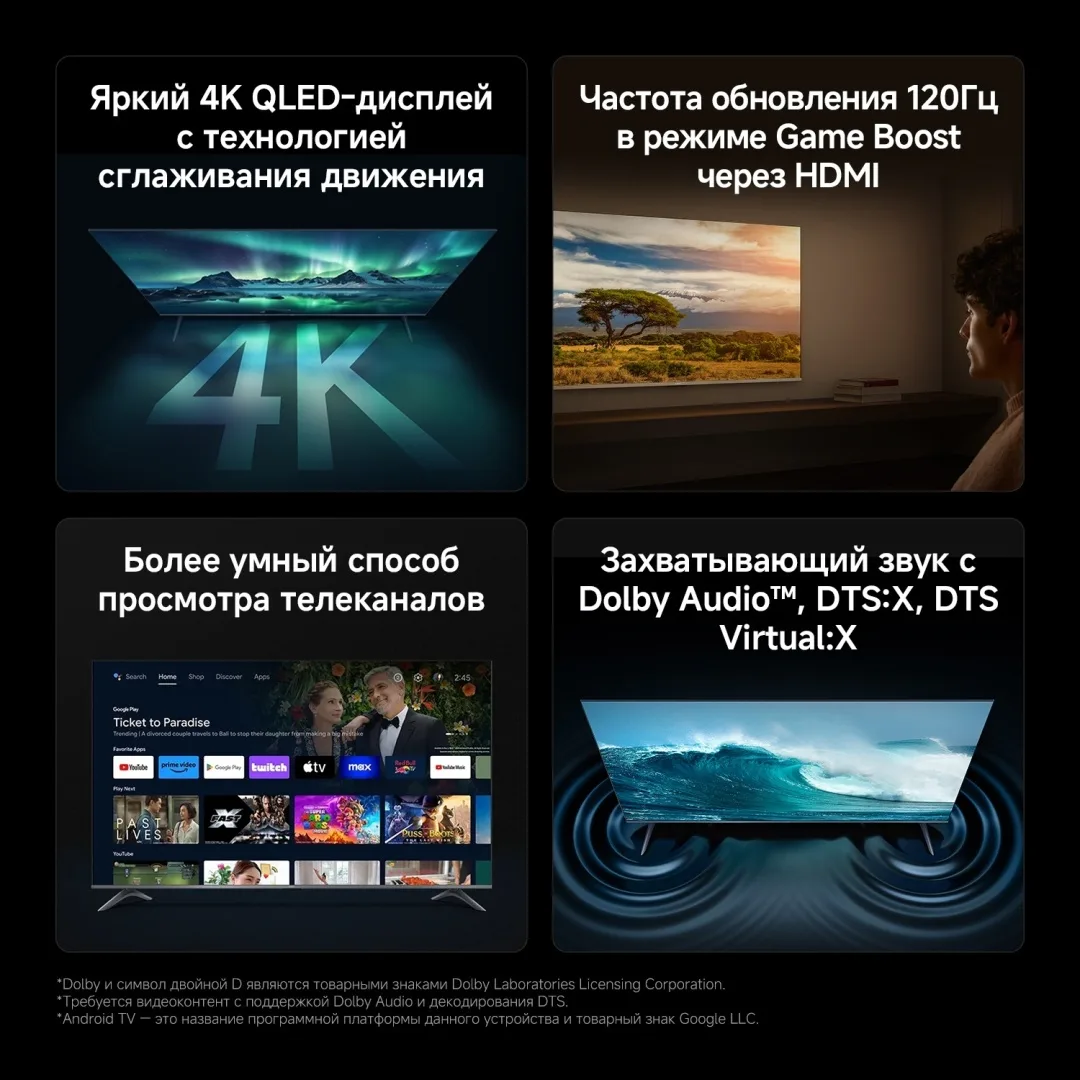 Телевизор Xiaomi A Pro 55 2026 L55MB-APRU 140 см Черный