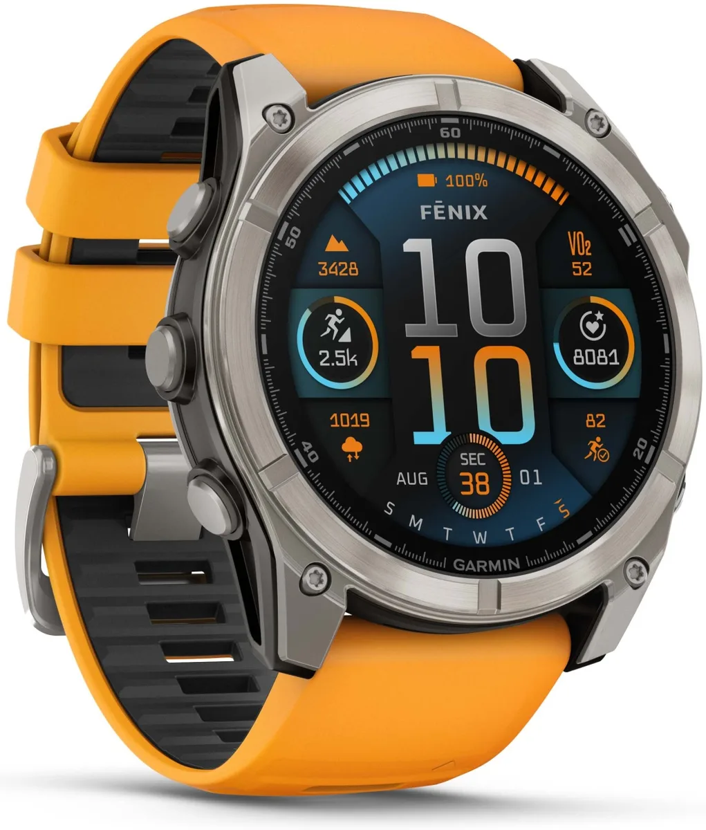 Смарт-часы Garmin Fenix 8 51 мм серебристый-оранжевый (02905-11)