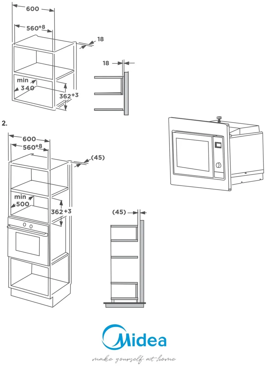 Микроволновая печь Midea MMWB204BB-SS стальной, черный