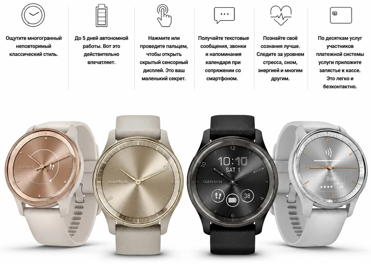 Смарт-часы Garmin Vivomove Trend 40 мм черный-черный (02665-00)