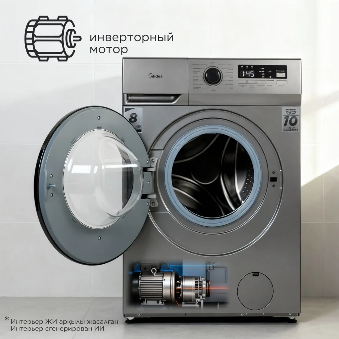 Стиральная машина Midea MFN03W80B/S-KZ серый, Уценка — фото нового товара 7