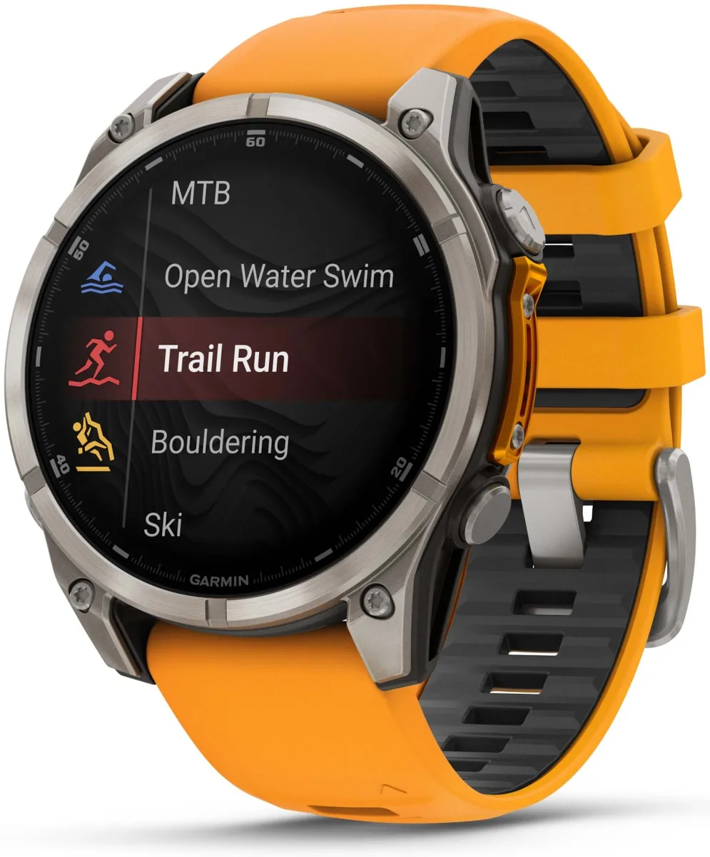 Смарт-часы Garmin Fenix 8 47 мм серебристый-оранжевый (02904-11)