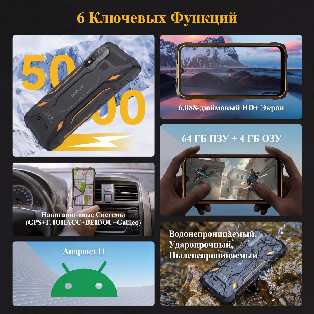 Смартфон CUBOT KINGKONG 6 4/64GB Orange, Уценка — фото нового товара 11