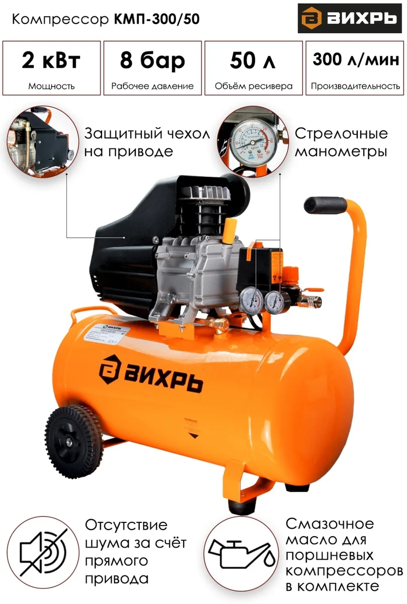 Компрессор масляный Вихрь КМП-300/50