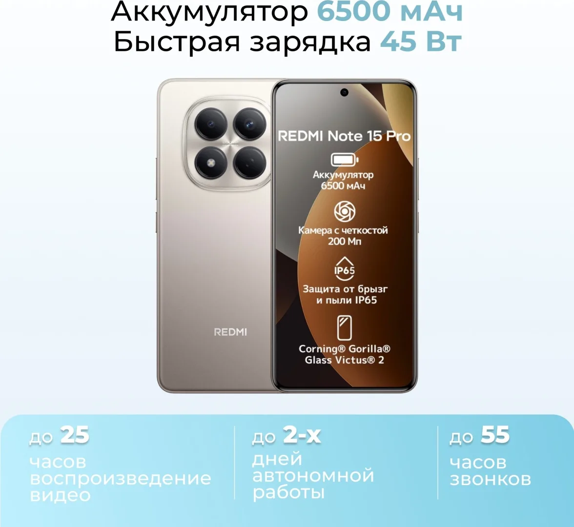 Смартфон Redmi Note 15 Pro 8/256GB Titanium Color