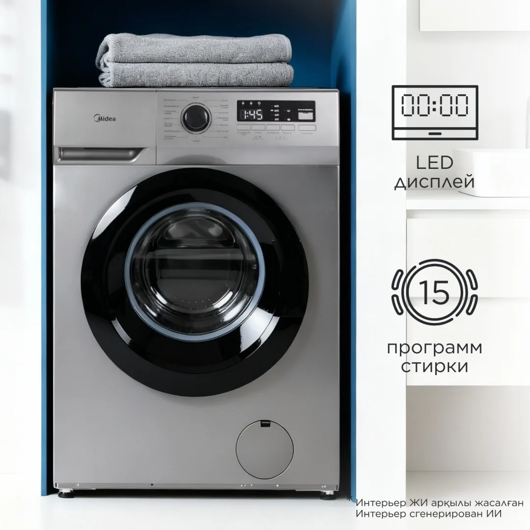 Стиральная машина Midea MFN03W80B/S-KZ серый, Уценка — фото нового товара 4