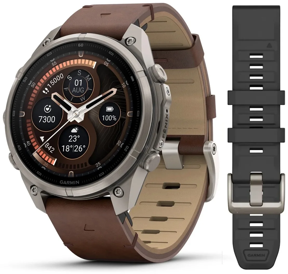 Смарт-часы Garmin Fenix 9 Pro 47 мм серебристый-коричневый (04336-41)