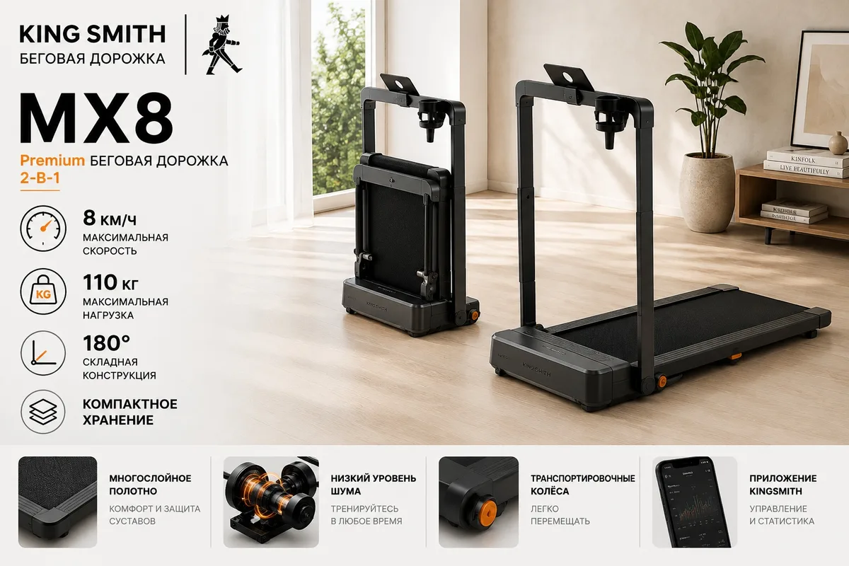 Беговая дорожка KINGSMITH Treadmill MX8 WP380A5 Черный