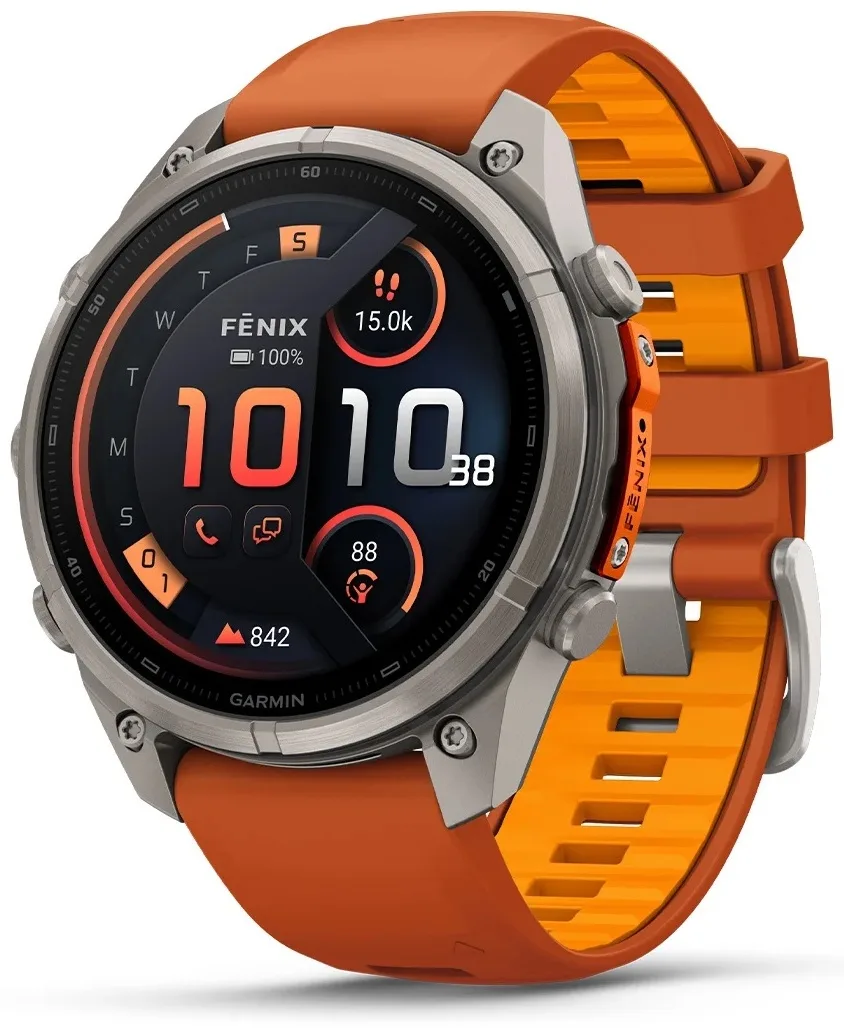 Смарт-часы Garmin Fenix 9 Pro 47 мм серебристый-оранжевый (04336-01)