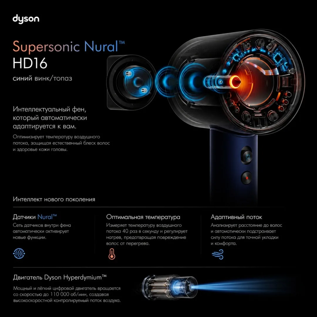 Фен Dyson HD16 Supersonic Nural синий винк/топаз (515166-01)