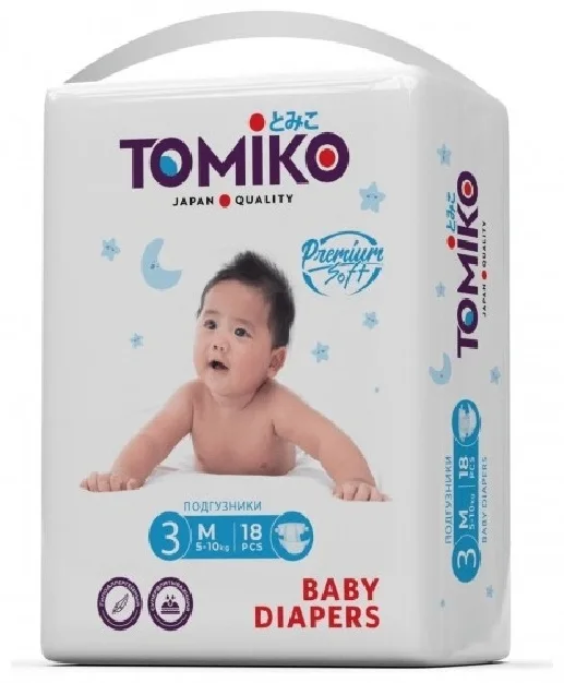Подгузники-трусики TOMIKO Premium Soft M 18 шт (5-10 кг)