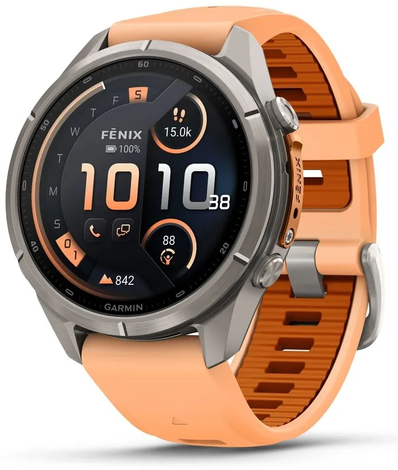 Смарт-часы Garmin Fenix 9 Pro 43 мм серебристый-оранжевый (04335-01)