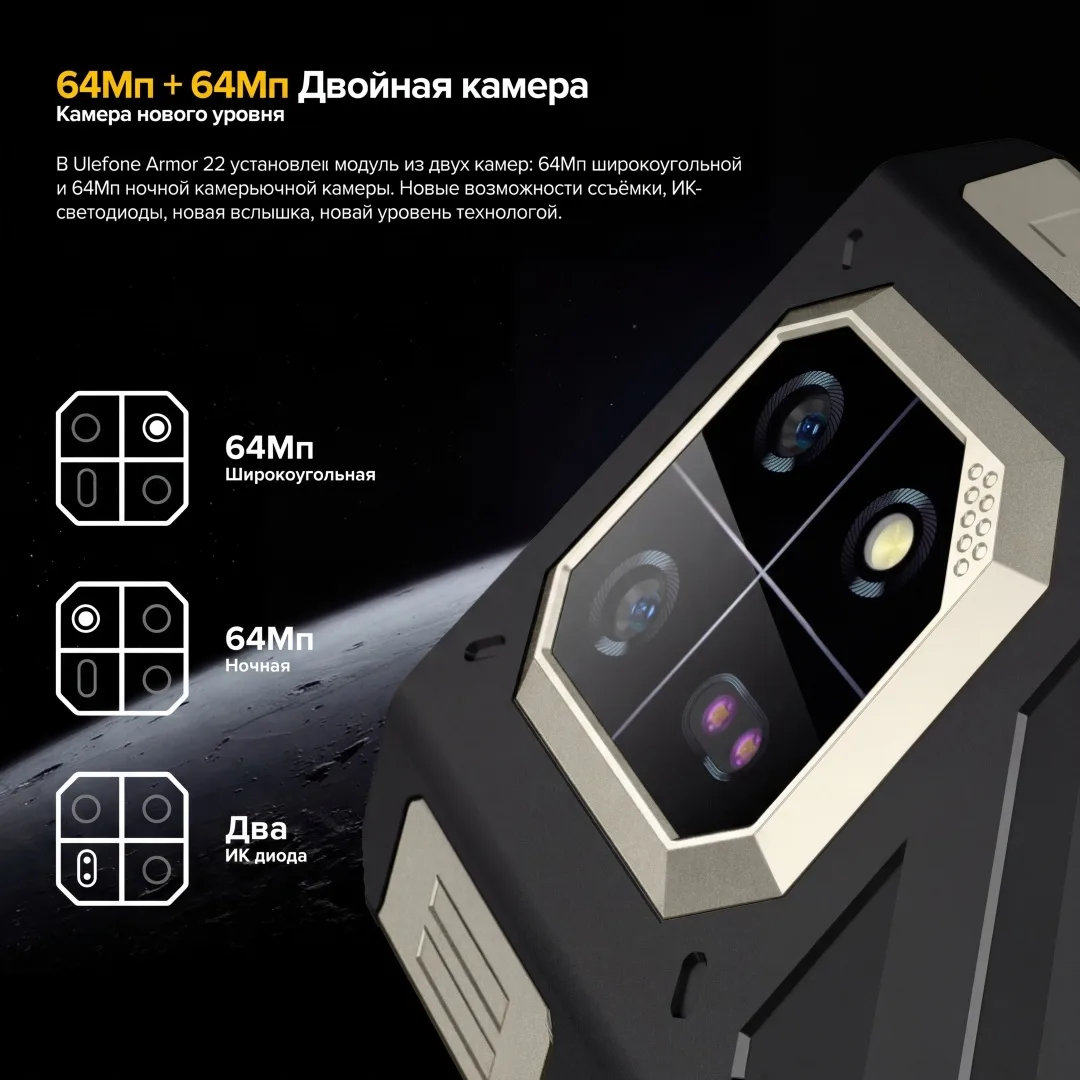 Смартфон Ulefone Armor 22 Pro 8 ГБ/256 ГБ черный
