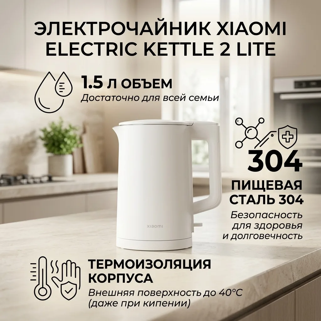 Чайник электрический Xiaomi Electric Kettle 2 Lite Белый