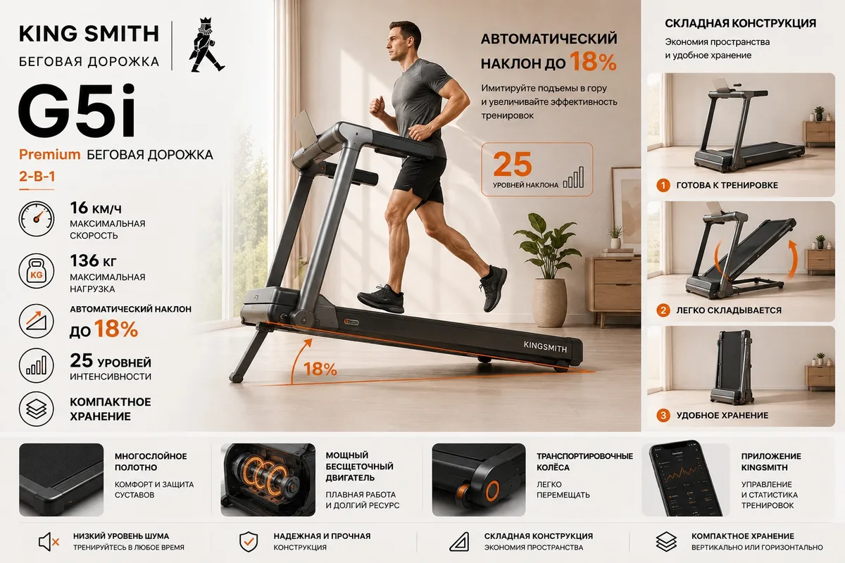 Беговая дорожка KINGSMITH G5i WP500L5 Черный