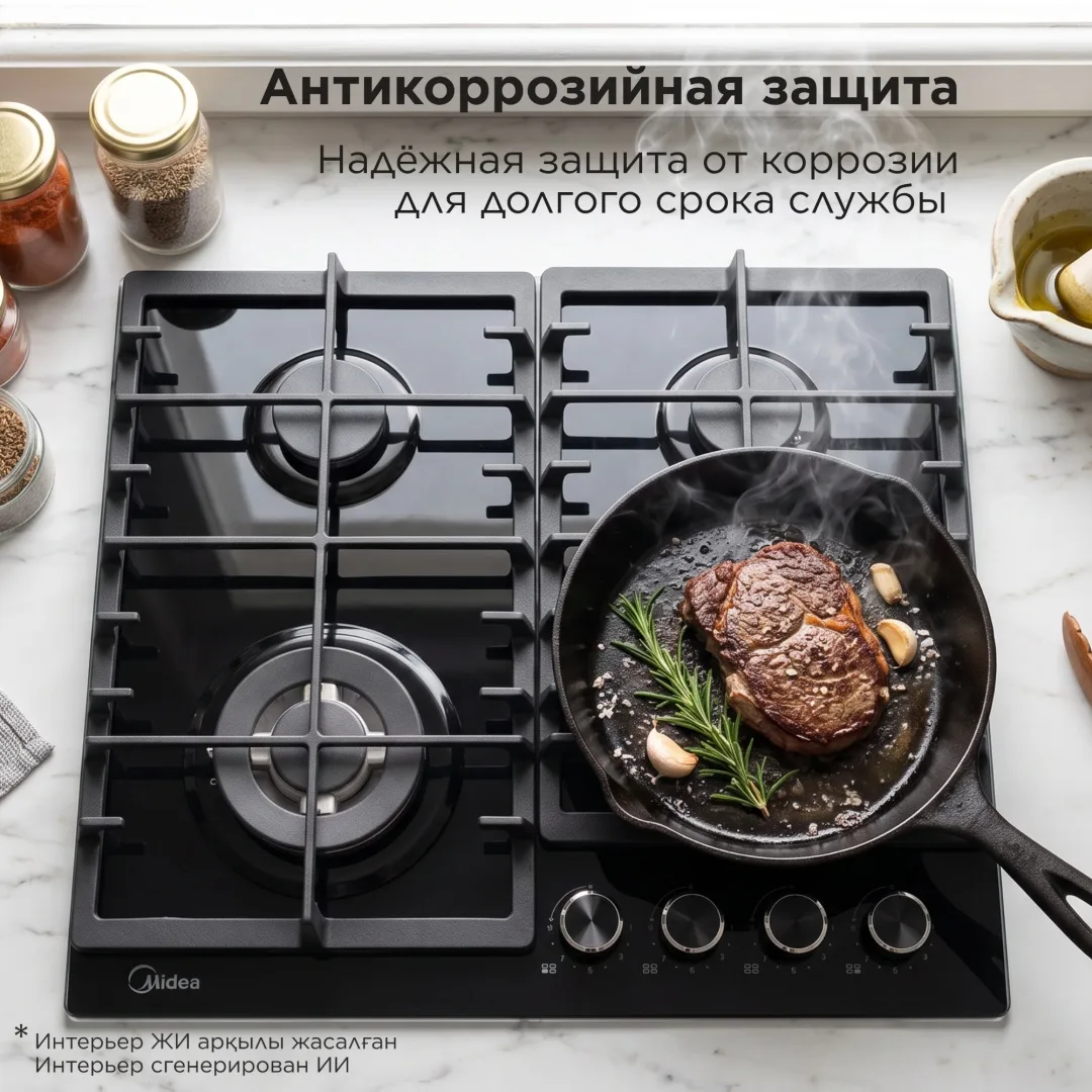 Газовая варочная поверхность Midea MGEC9684T GB