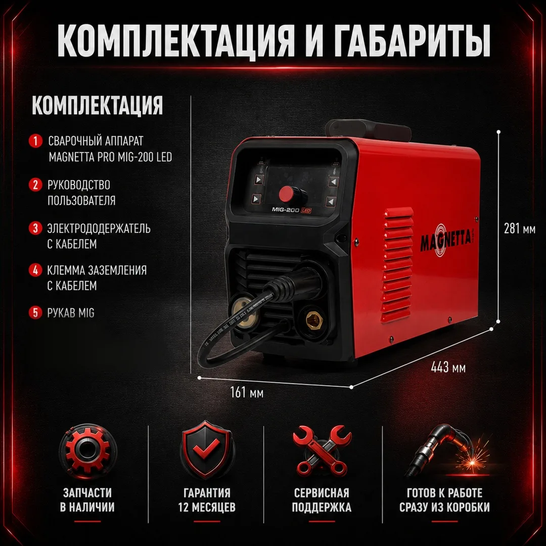 Инверторный сварочный аппарат Magnetta MIG-200 LED