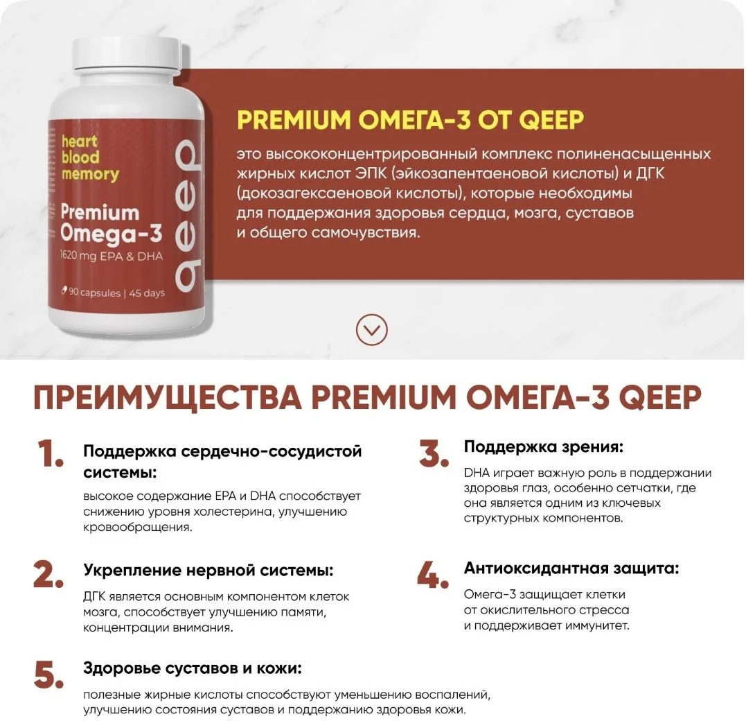 Витамин QEEP ОМЕГА 1620 МГ 90 ШТ (2592)