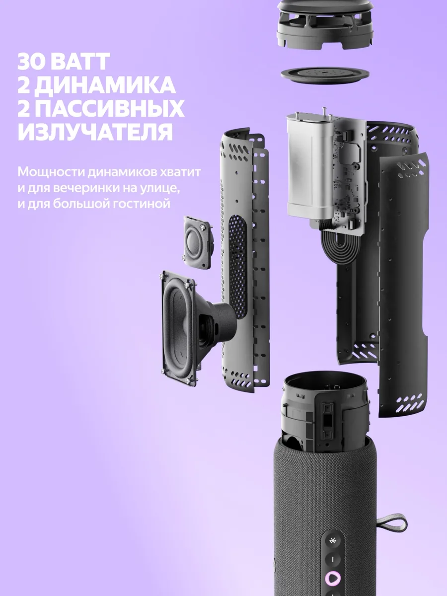 Умная колонка портативная Yandex Стрит YNDX-00030GRY Серый