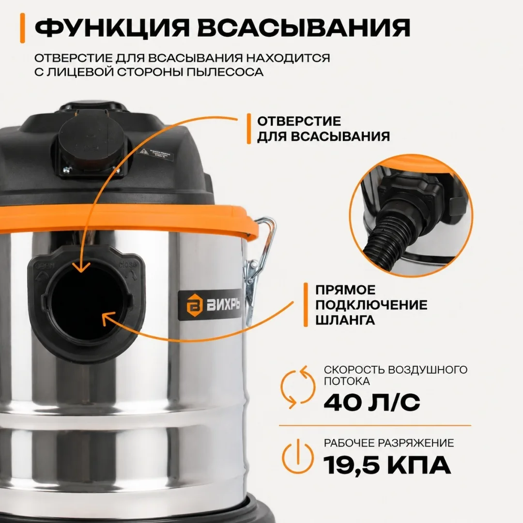 Строительный пылесос Вихрь СП-1500/30