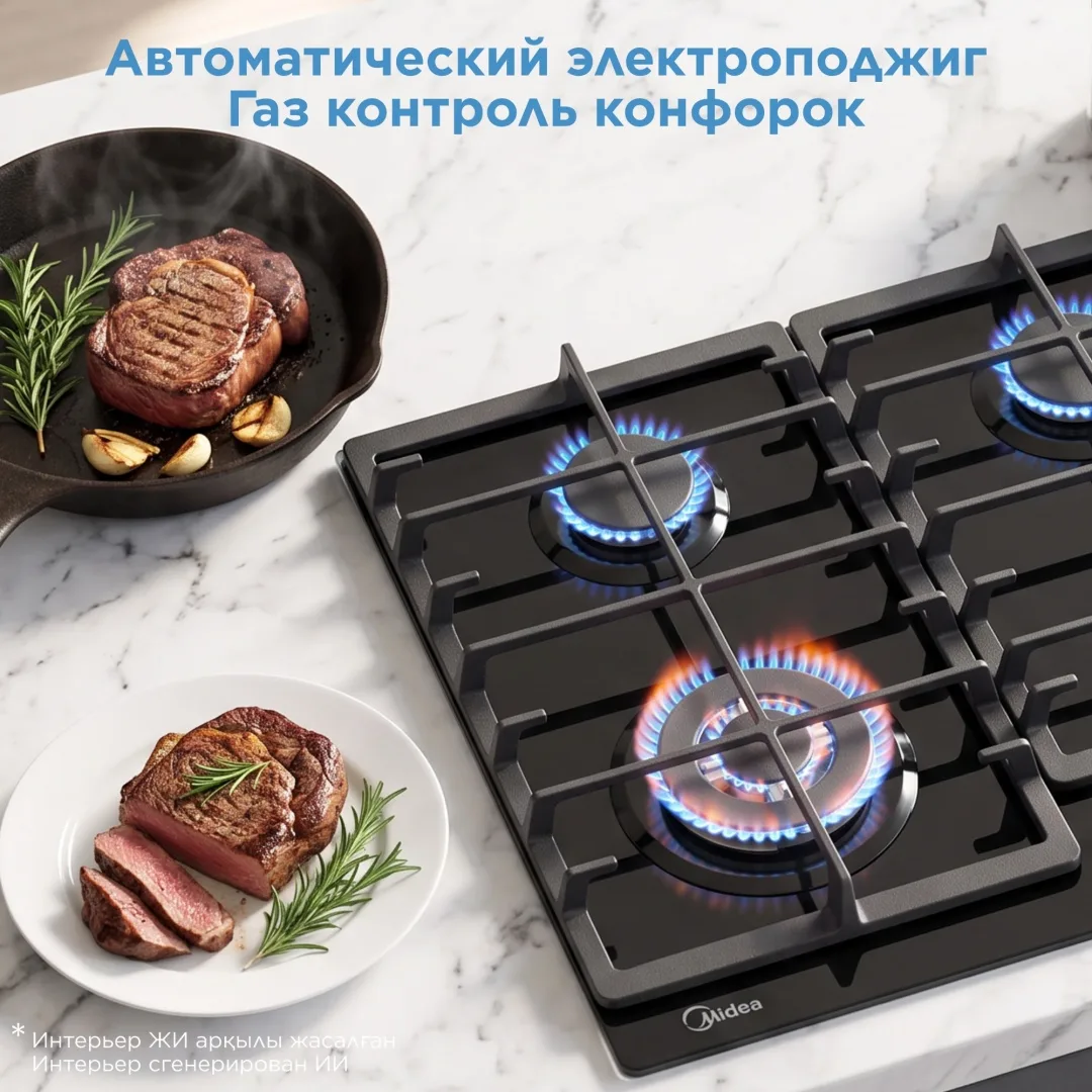 Газовая варочная поверхность Midea MGEC9684T GB