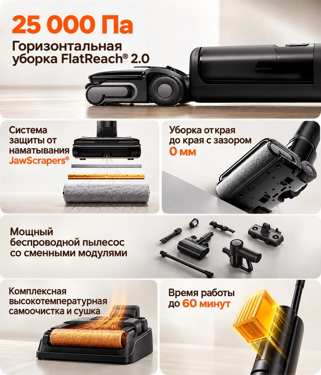 Беспроводной ручной пылесос Roborock F25 Lite Combo Черный