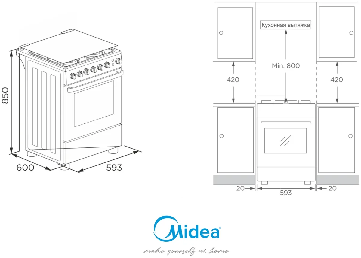 Кухонная плита Midea FSC-600BX стальной