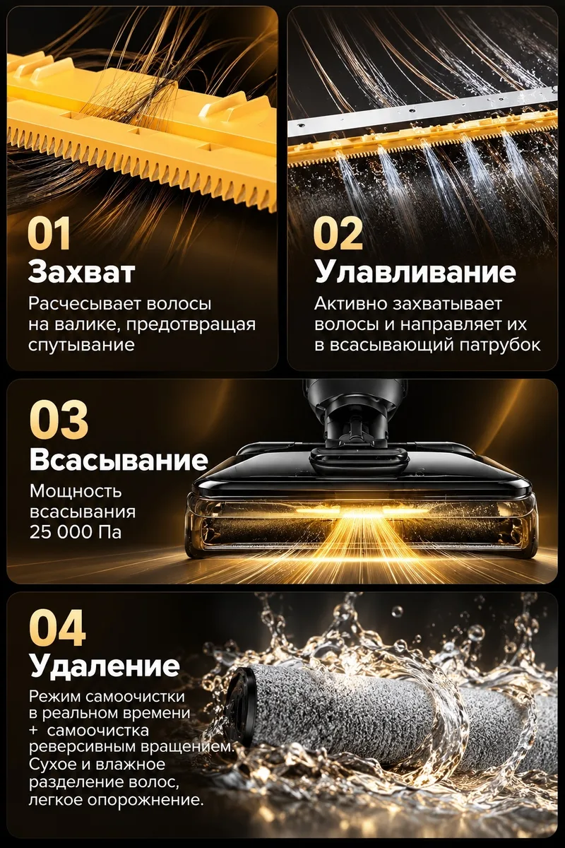 Беспроводной ручной пылесос Roborock F25 Lite Combo Черный