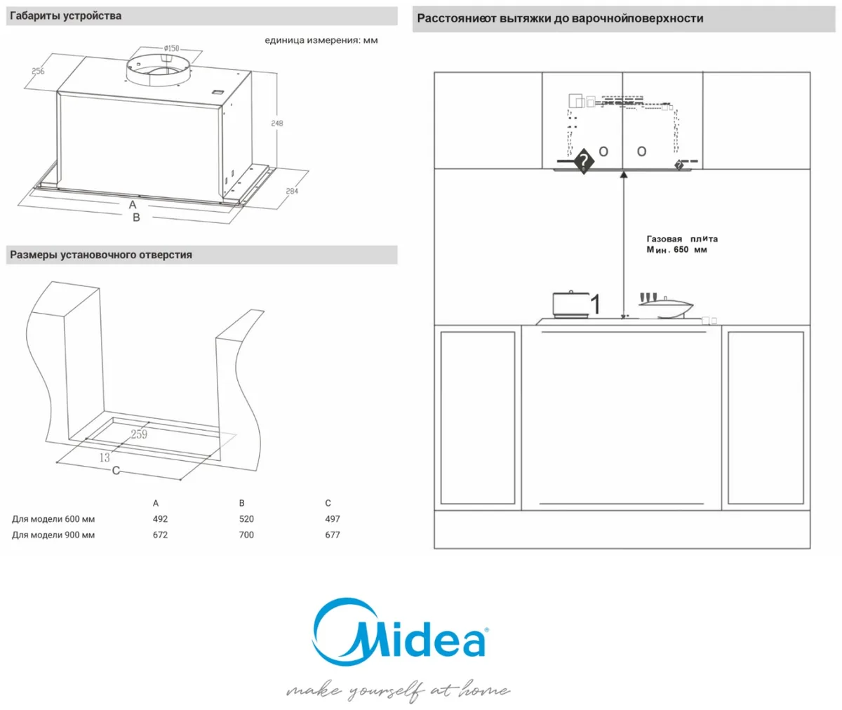 Вытяжка Midea MH60I500 GB